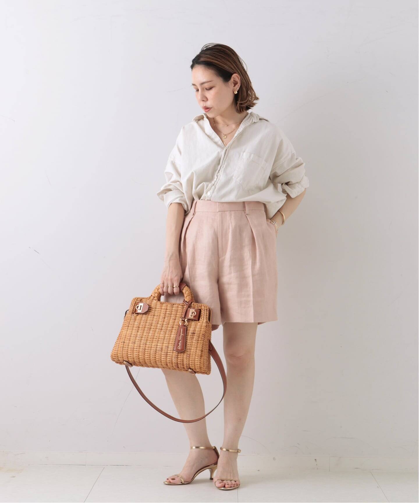 FERRAGAMO/フェラガモ】Gancini 2wayバッグ rattan（ハンドバッグ