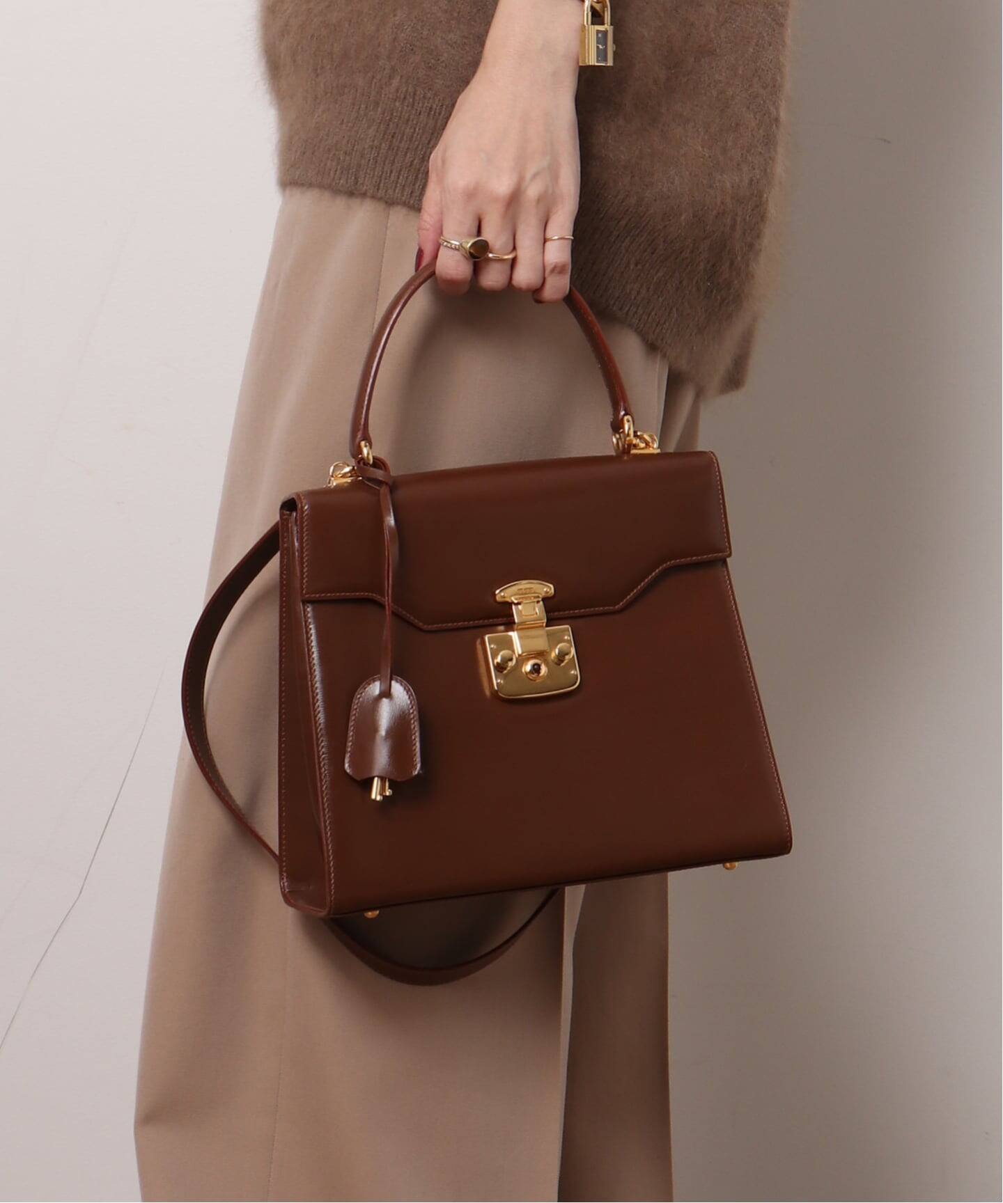VINTAGE GUCCI/グッチ】Lady lock ハンドバッグ 24 2way（ハンドバッグ 