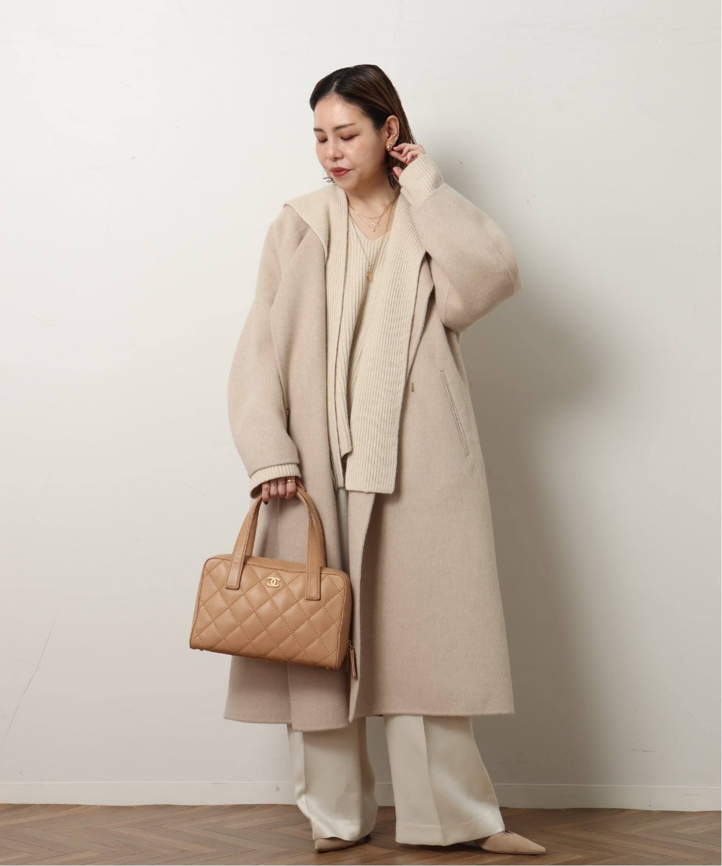 新品同様ヴィンテージ CHANEL ベージュ レザー ハンドバッグ VINTAGE CHANEL/シャネル】Wild stitch ハンドバッグ（ボストンバッグ