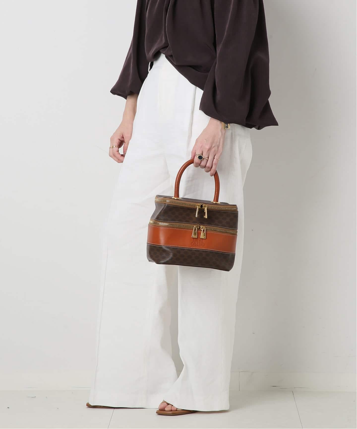 VINTAGE CELINE/セリーヌ】マカダム バニティバッグ（ハンドバッグ