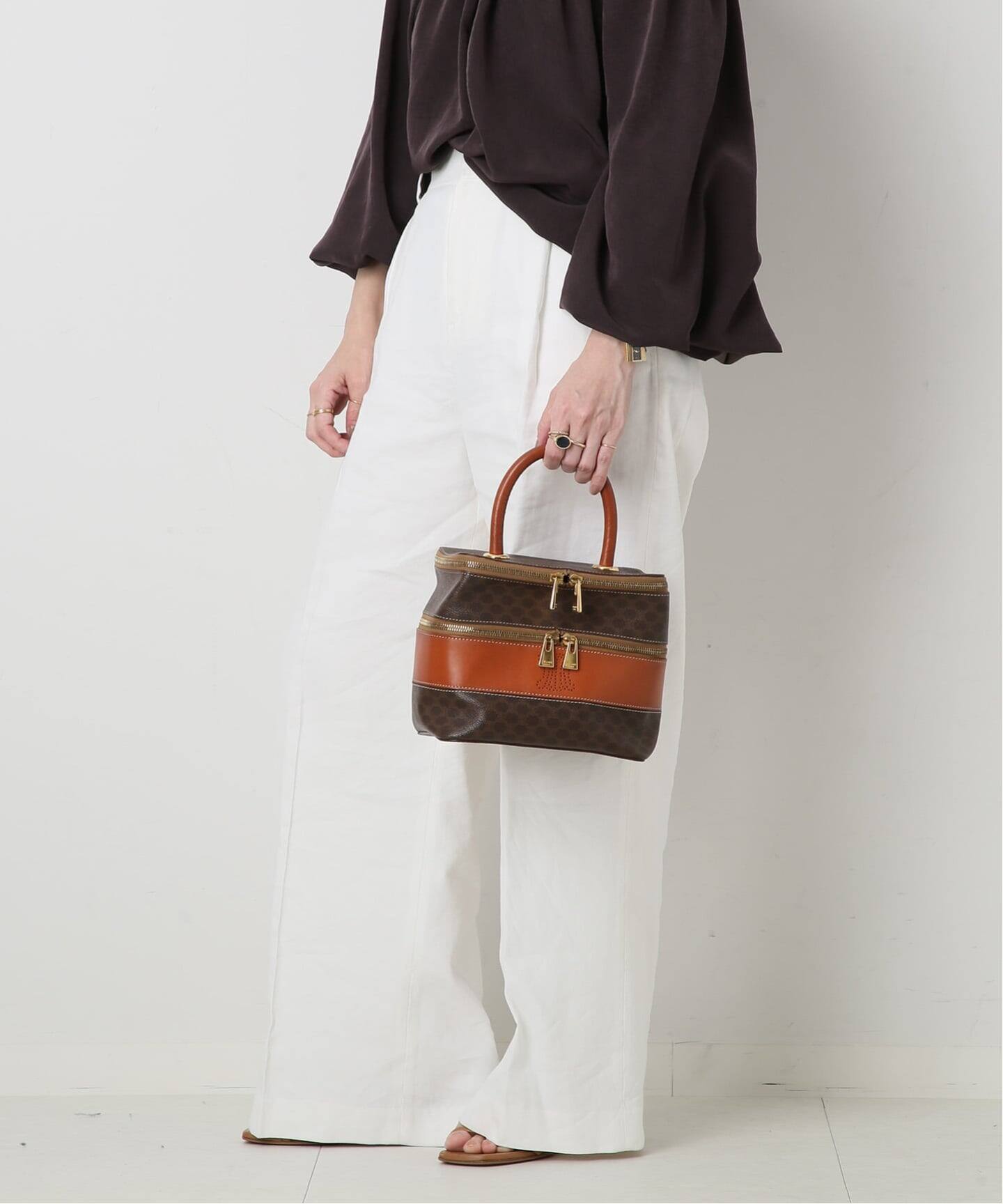VINTAGE CELINE/セリーヌ】マカダム バニティバッグ（ハンドバッグ 