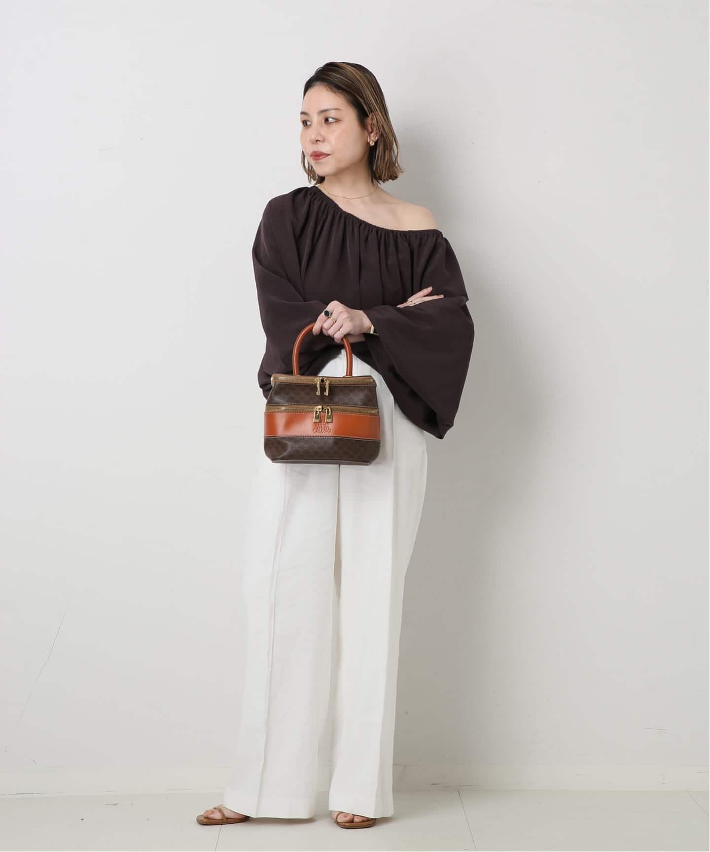 VINTAGE CELINE/セリーヌ】マカダム バニティバッグ（ハンドバッグ