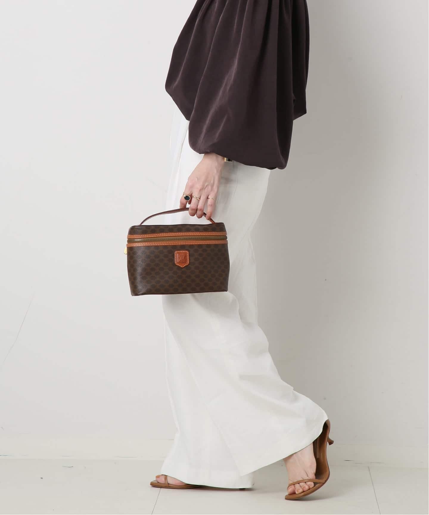 VINTAGE CELINE/セリーヌ】マカダム バニティバッグ（ハンドバッグ