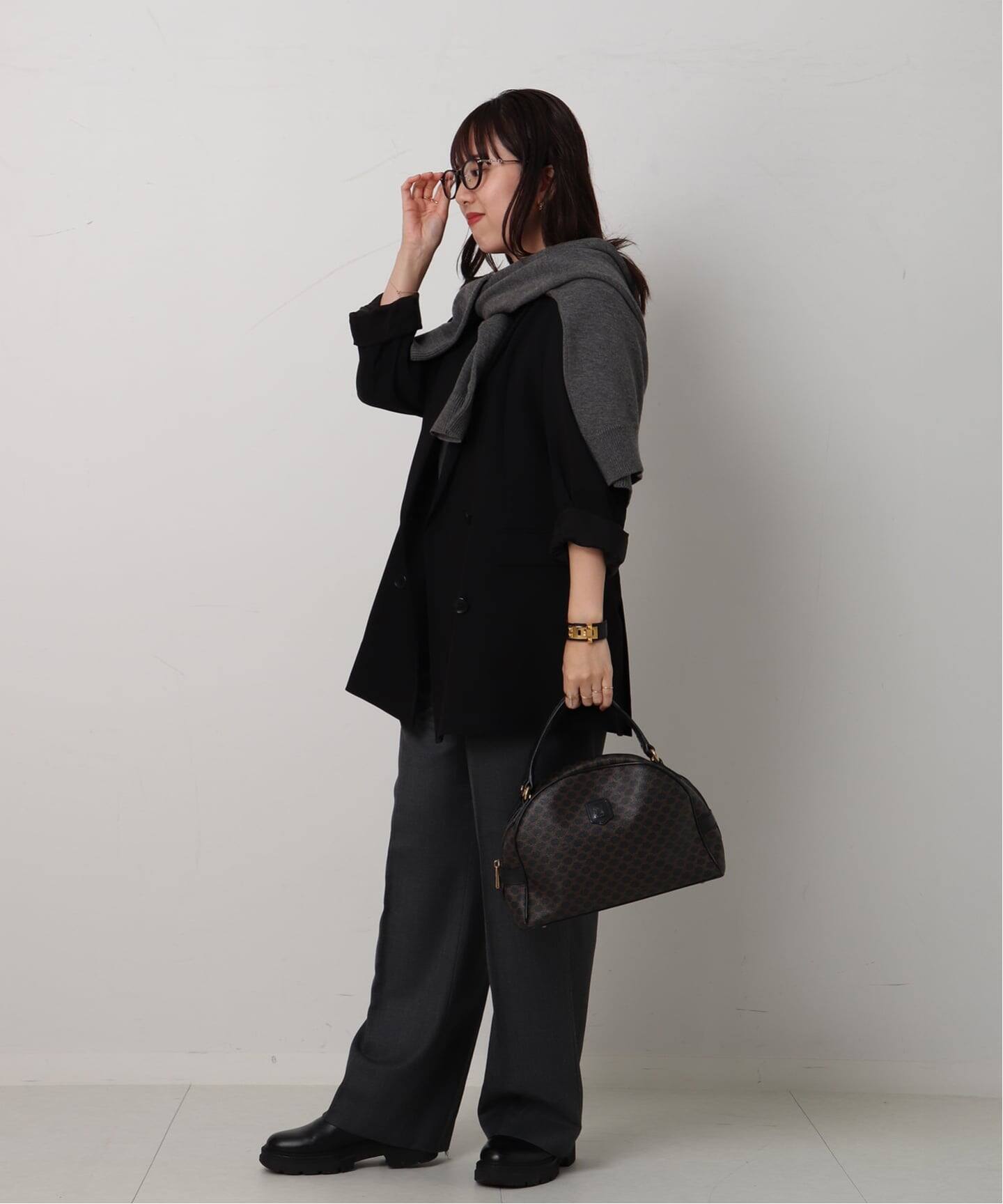 CELINE セリーヌ ブラック マカダム PVC ポーチ クラッチ　バッグ CELINE セリーヌ ブラック マカダム PVC ポーチ クラッチ バッグ