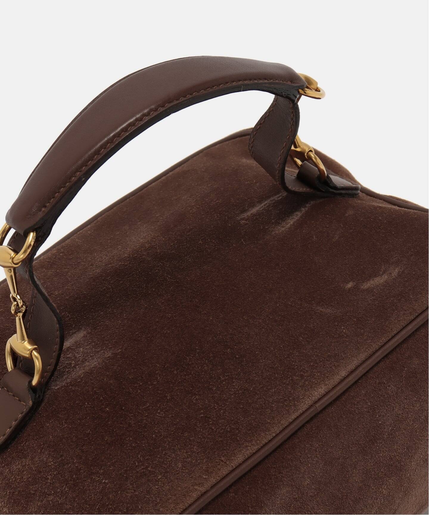 VINTAGE GUCCI/グッチ】 Bit バニティバッグ suede（ハンドバッグ