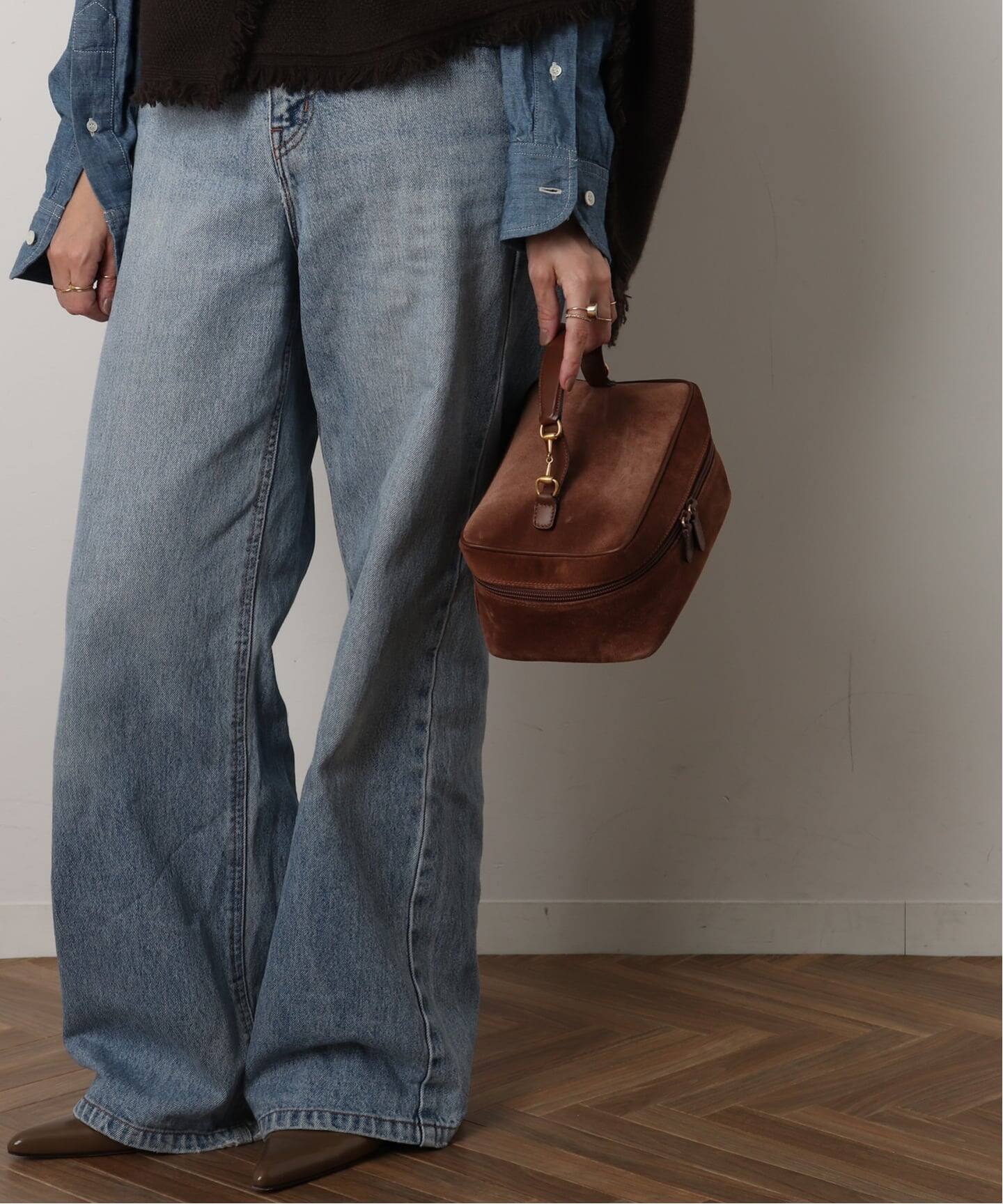 VINTAGE GUCCI/グッチ】 Bit バニティバッグ suede（ハンドバッグ