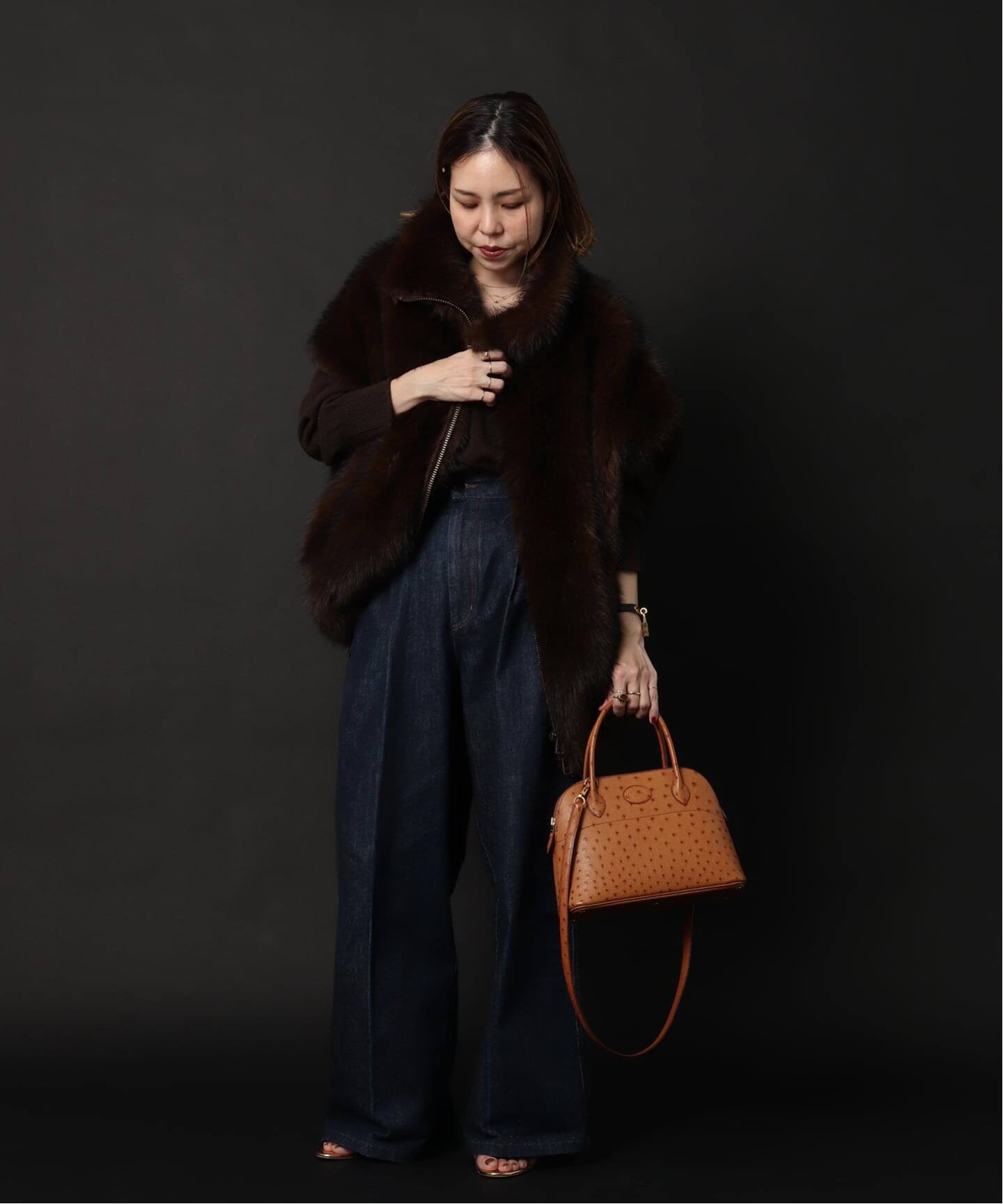 VINTAGE HERMES/エルメス】 Bolide 27 ostrich（ハンドバッグ