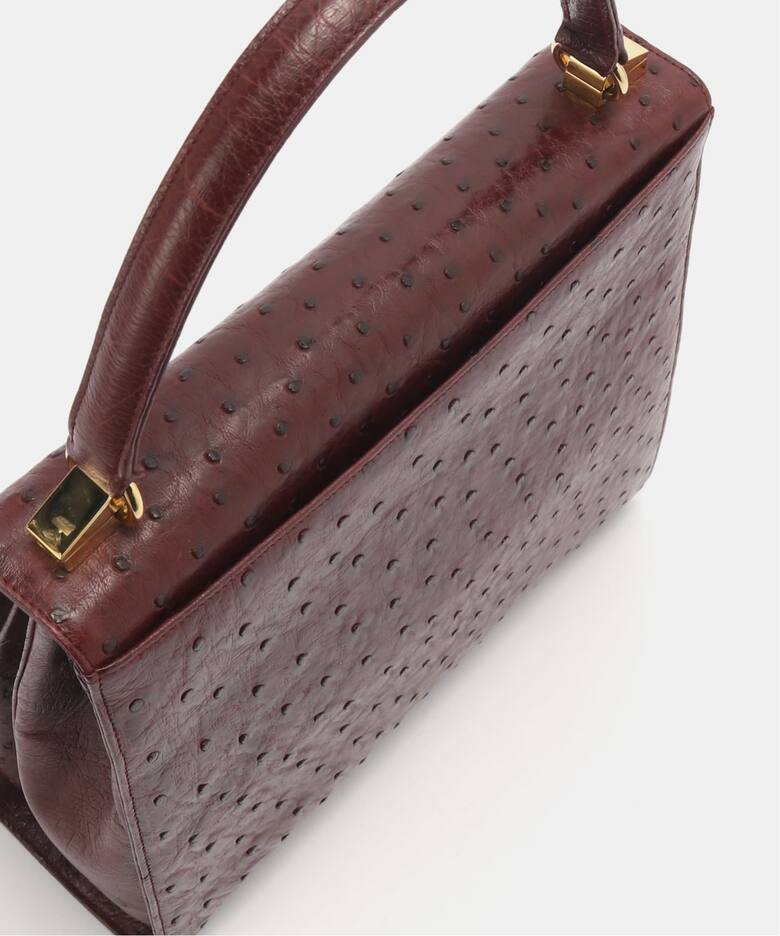美品】BALLY バリー オーストリッチ 2wayバッグ ブラウン 金具