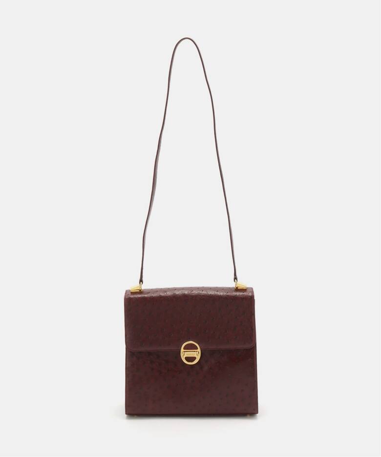 美品】BALLY バリー オーストリッチ 2wayバッグ ブラウン 金具
