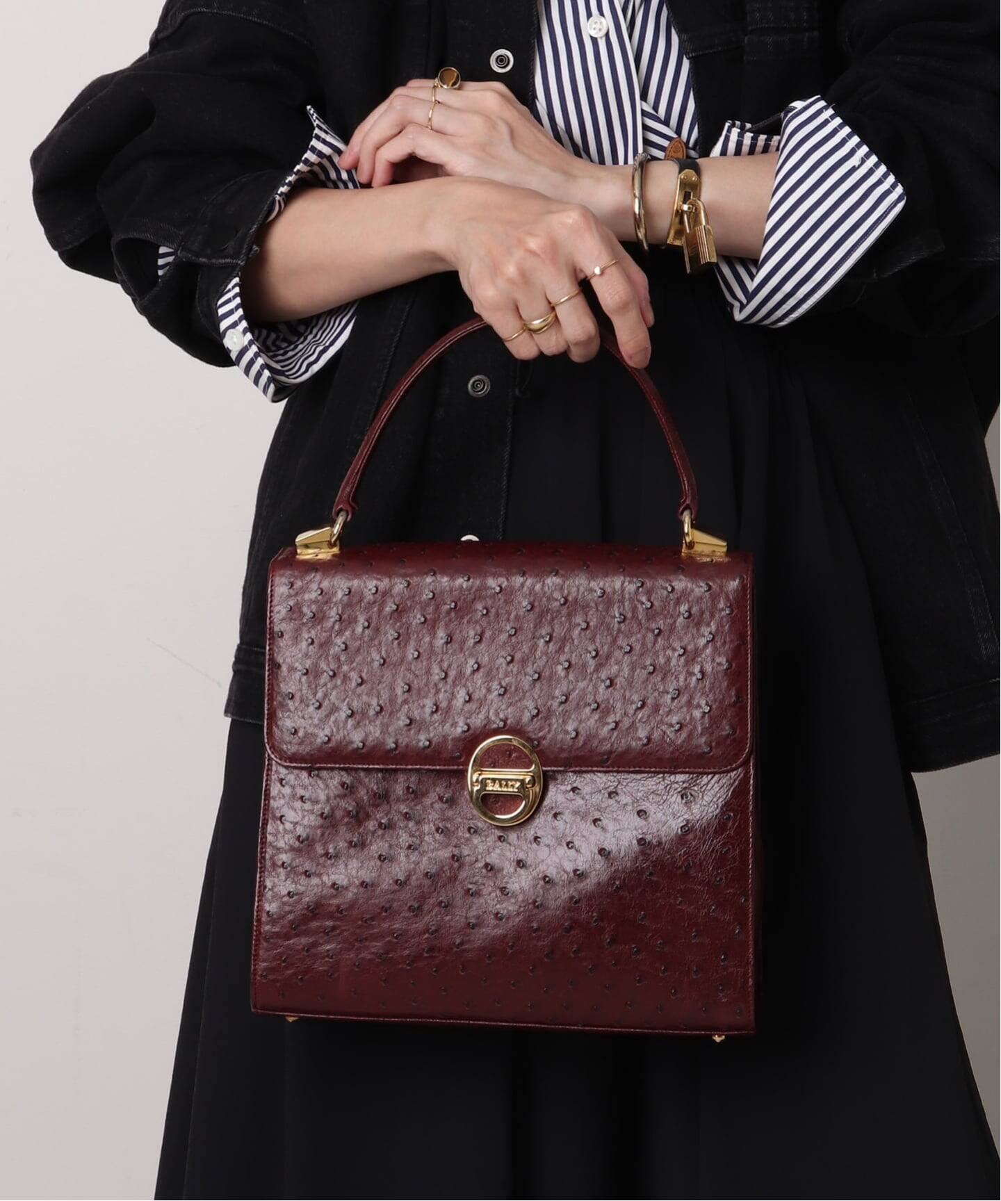 VINTAGE BALLY/バリー】2wayバッグ ostrich（ハンドバッグ 