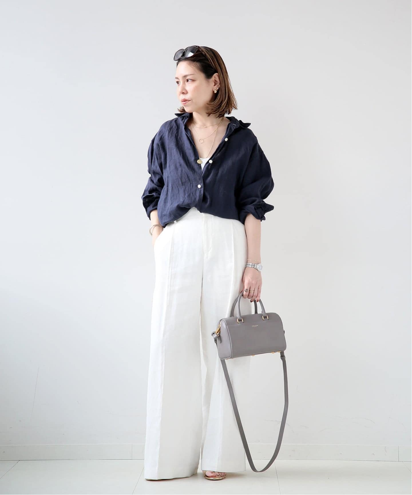 サンローラン✨ ハンドバッグ 2way ベイビーダッフル レザー グレー SAINT LAURENT/サンローラン】 Baby dauffle 2way（ハンドバッグ