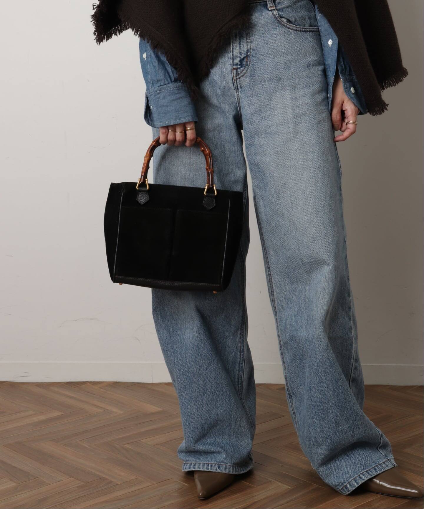 VINTAGE GUCCI/グッチ】 Bamboo 2wayバッグ suede（ハンドバッグ