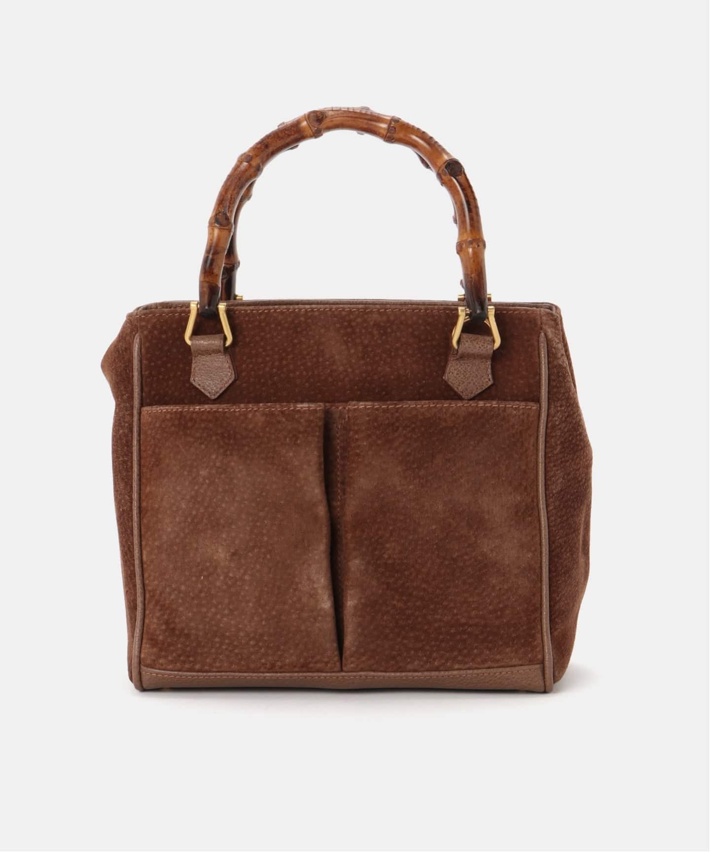 00s グッチ バンブー スエード ハンドバッグ 大容量 ヴィンテージ A4 VINTAGE GUCCI/グッチ】 Bamboo ハンドバッグ suede（ハンドバッグ