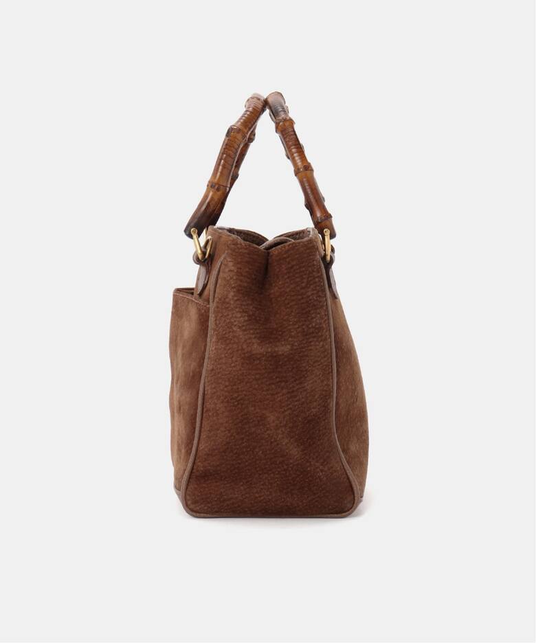 VINTAGE GUCCI/グッチ】 Bamboo ハンドバッグ suede（ハンドバッグ 