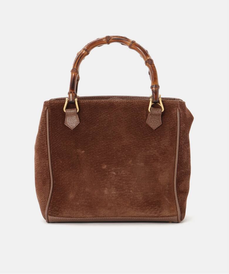 VINTAGE GUCCI/グッチ】 Bamboo ハンドバッグ suede（ハンドバッグ 