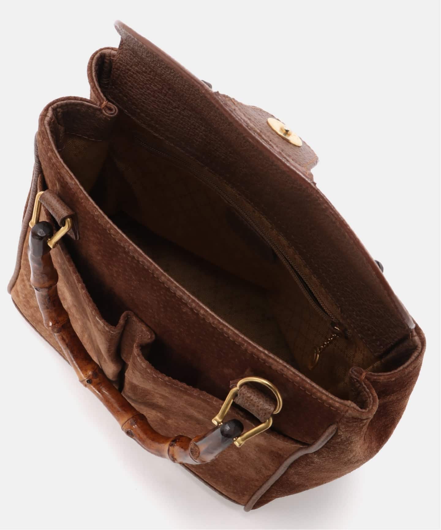 VINTAGE GUCCI/グッチ】 Bamboo ハンドバッグ suede（ハンドバッグ