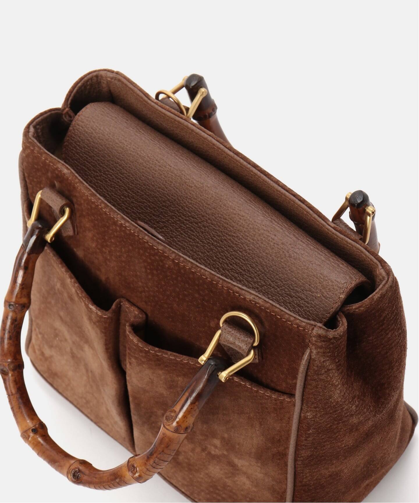 VINTAGE GUCCI&frasl;グッチ Bamboo ハンドバッグ suede（ハンドバッグ