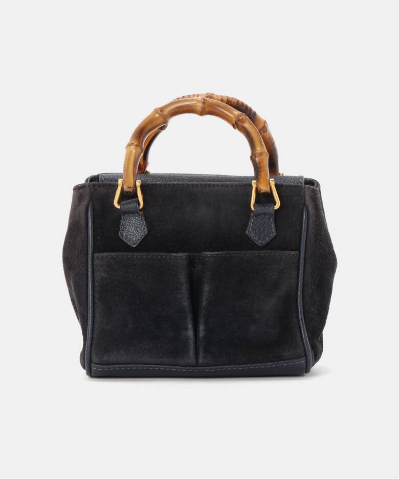 VINTAGE GUCCI/グッチ】 Bamboo 2wayミニバッグ suede（ハンドバッグ 