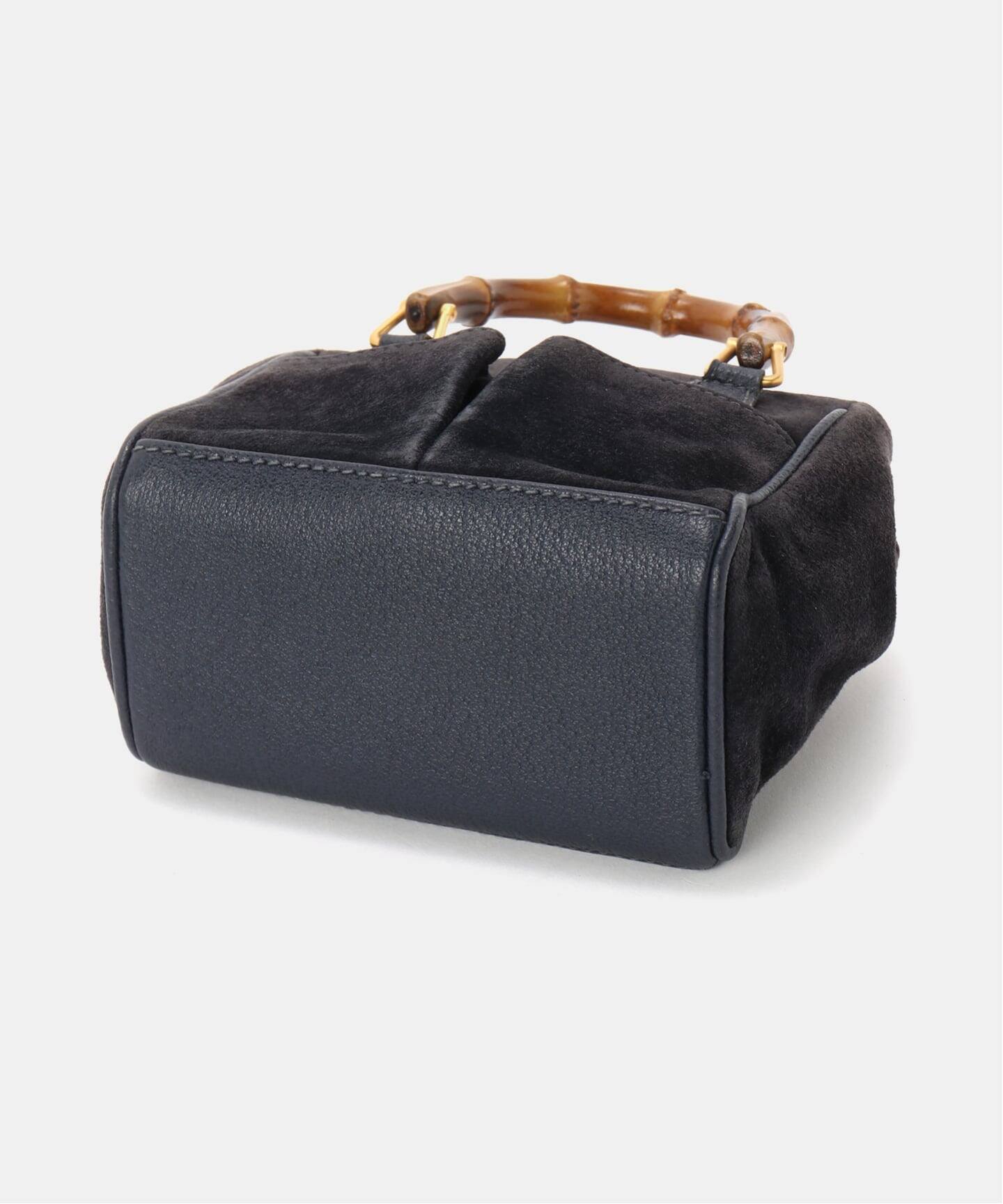 美品　グッチ バンブー 2WAY ミニ ボストンバッグ ヴィンテージ 黒　極小 VINTAGE GUCCI/グッチ】 Bamboo 2wayミニバッグ suede（ハンドバッグ