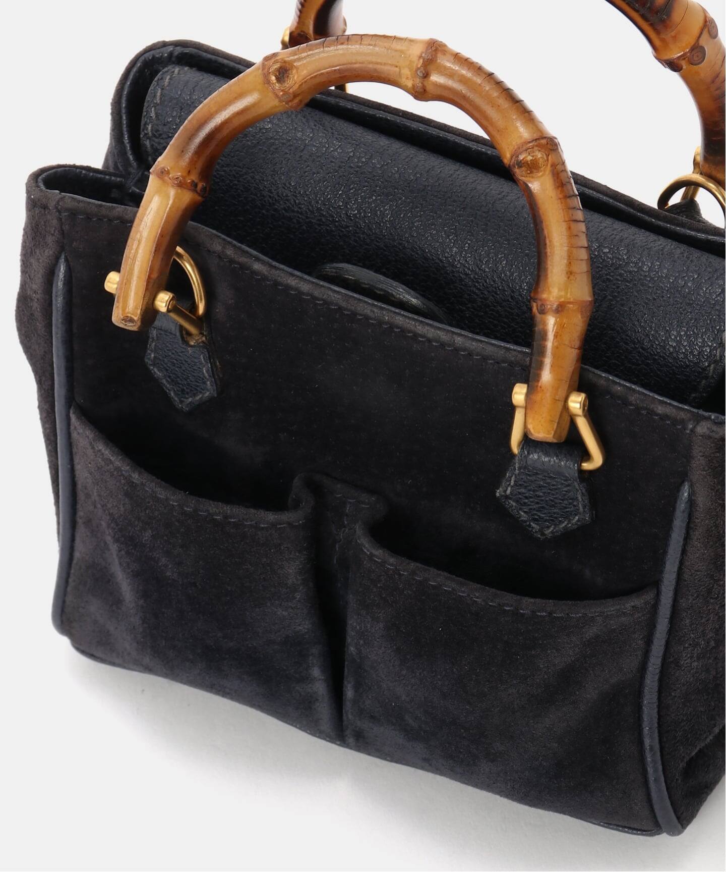 VINTAGE GUCCI/グッチ】 Bamboo 2wayミニバッグ suede（ハンドバッグ