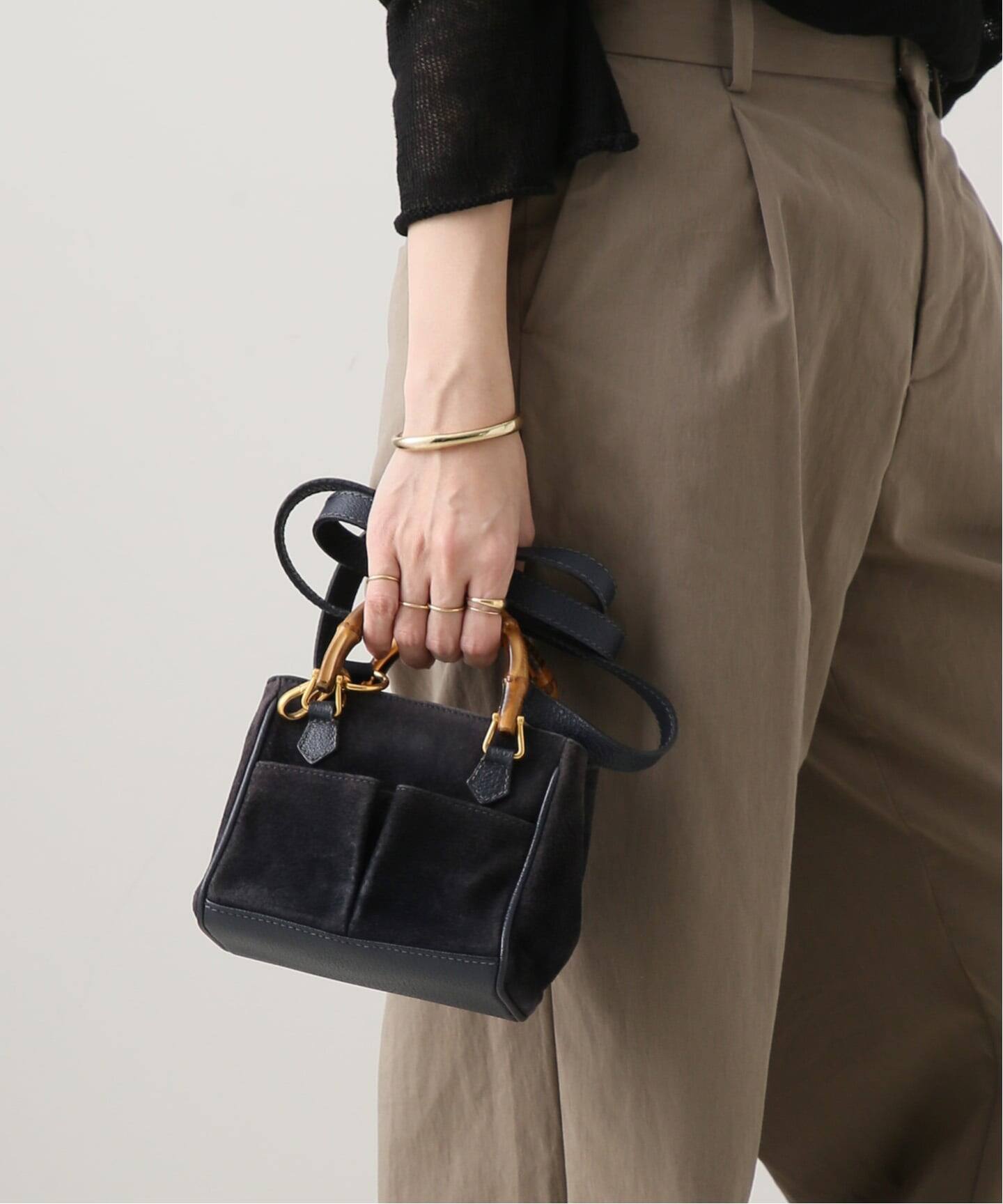 VINTAGE GUCCI/グッチ】 Bamboo 2wayミニバッグ suede（ハンドバッグ 