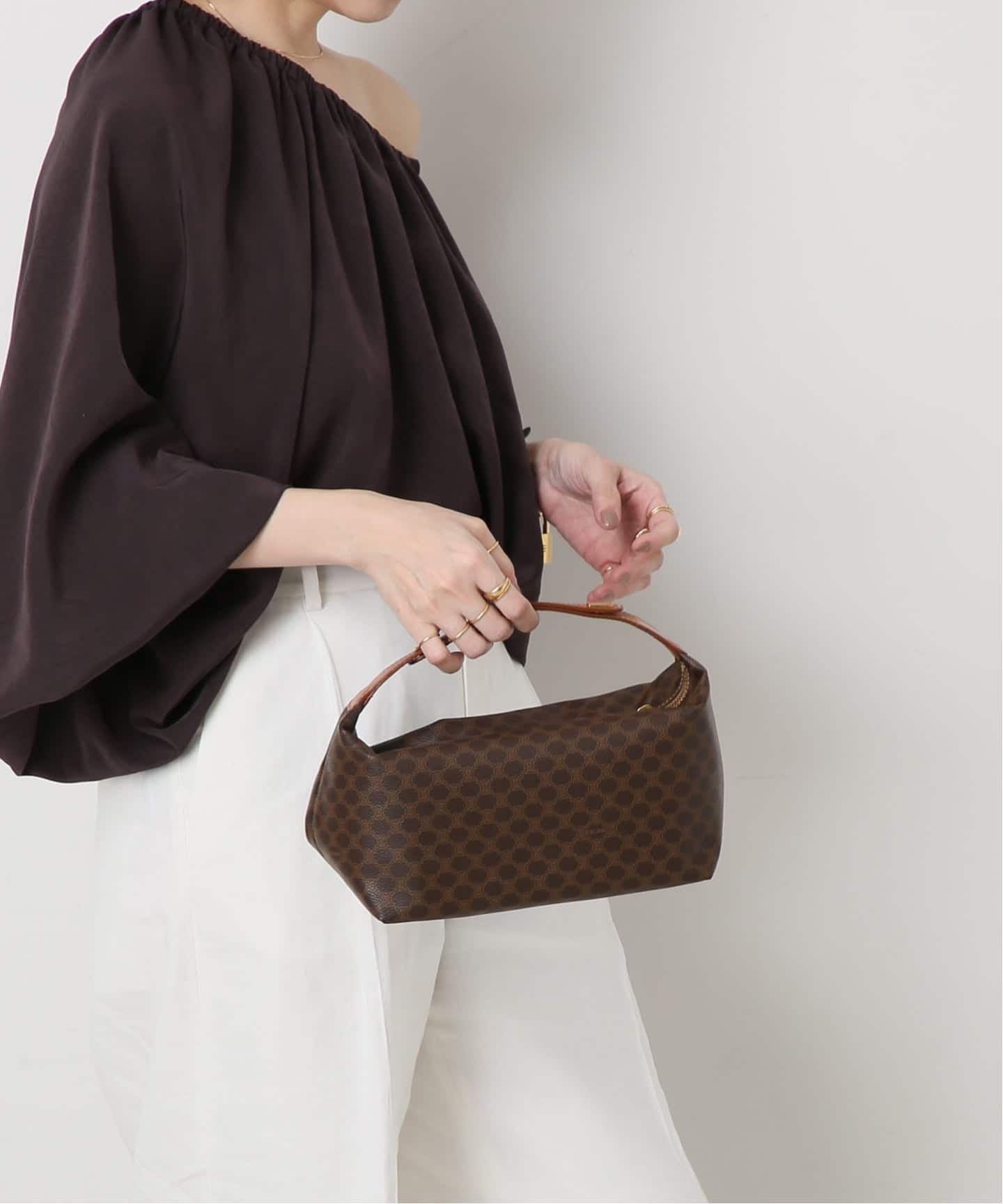 VINTAGE CELINE/セリーヌ】マカダム バニティバッグ（ハンドバッグ