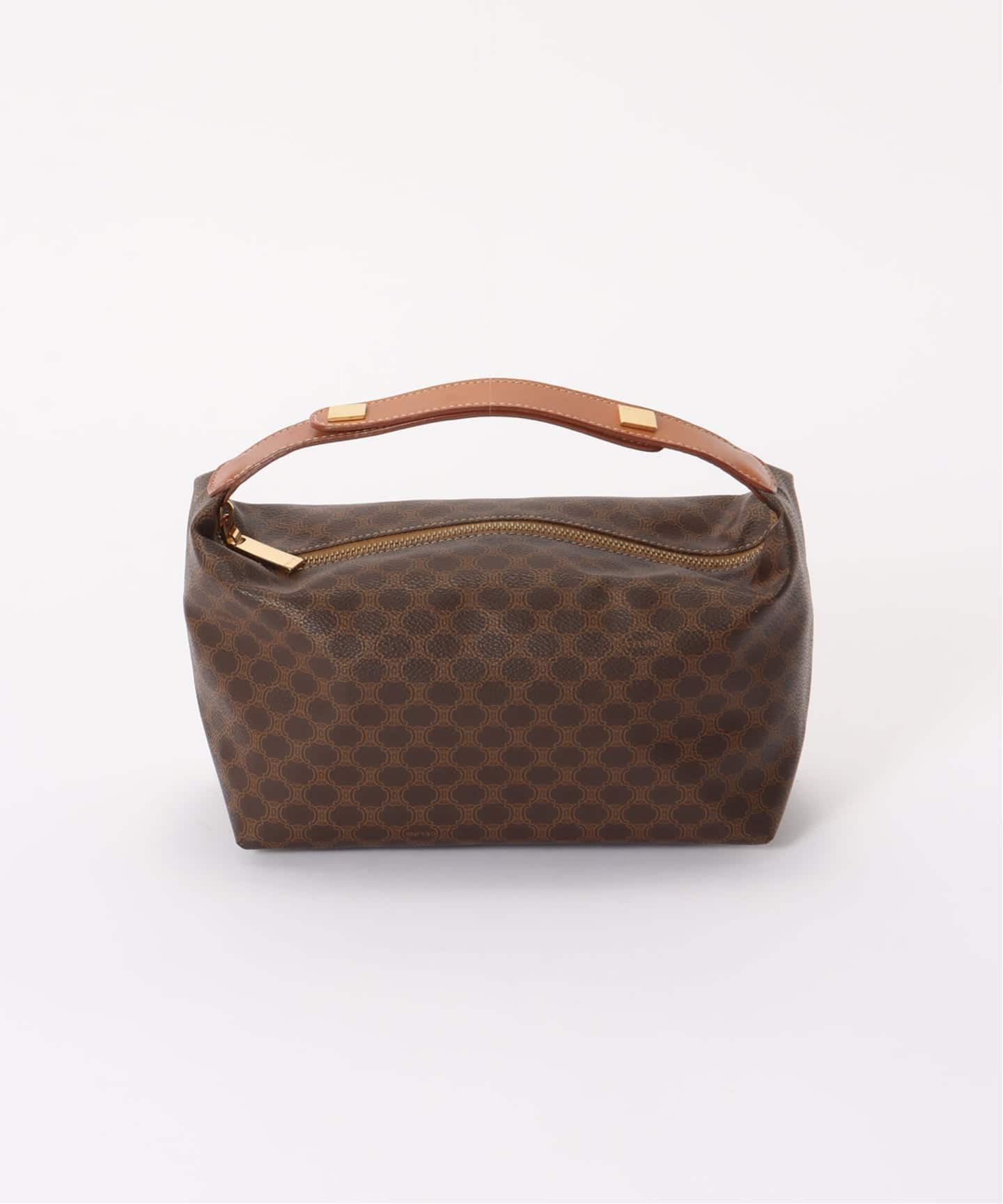 80-4 セリーヌ CELINE マカダム柄 バニティ バッグ PVC レザー CELINE マカダム柄ブラゾン刻印バニティ2WAYバッグ