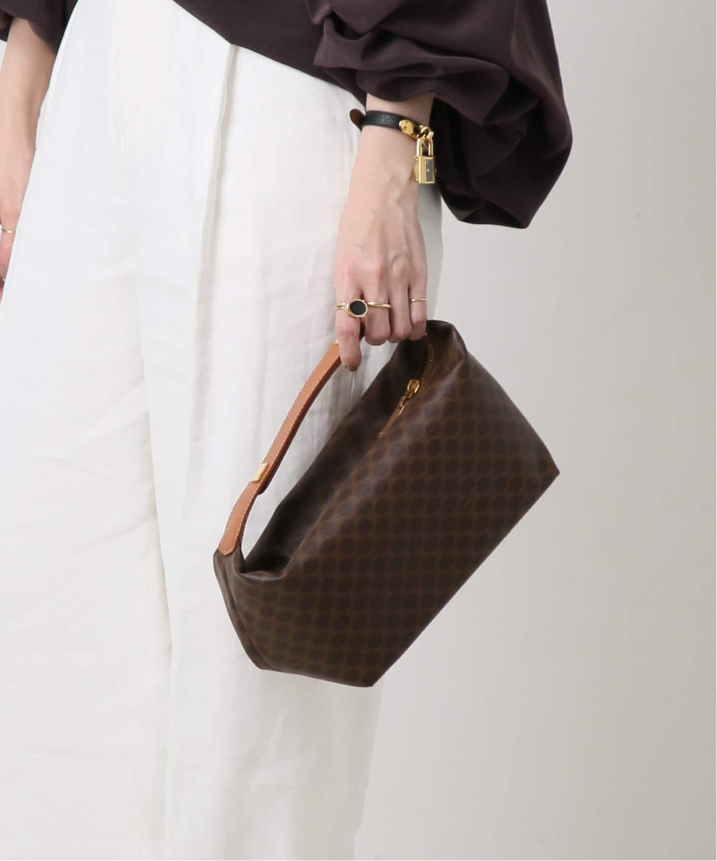 VINTAGE CELINE/セリーヌ】マカダム バニティバッグ（ハンドバッグ