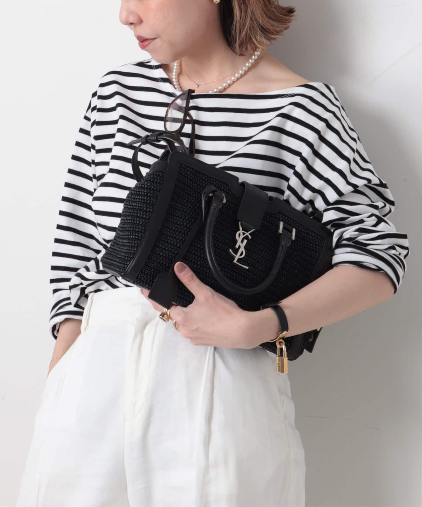 SAINT LAURENT/サンローラン】Baby Cabas 2way raffia（ハンドバッグ