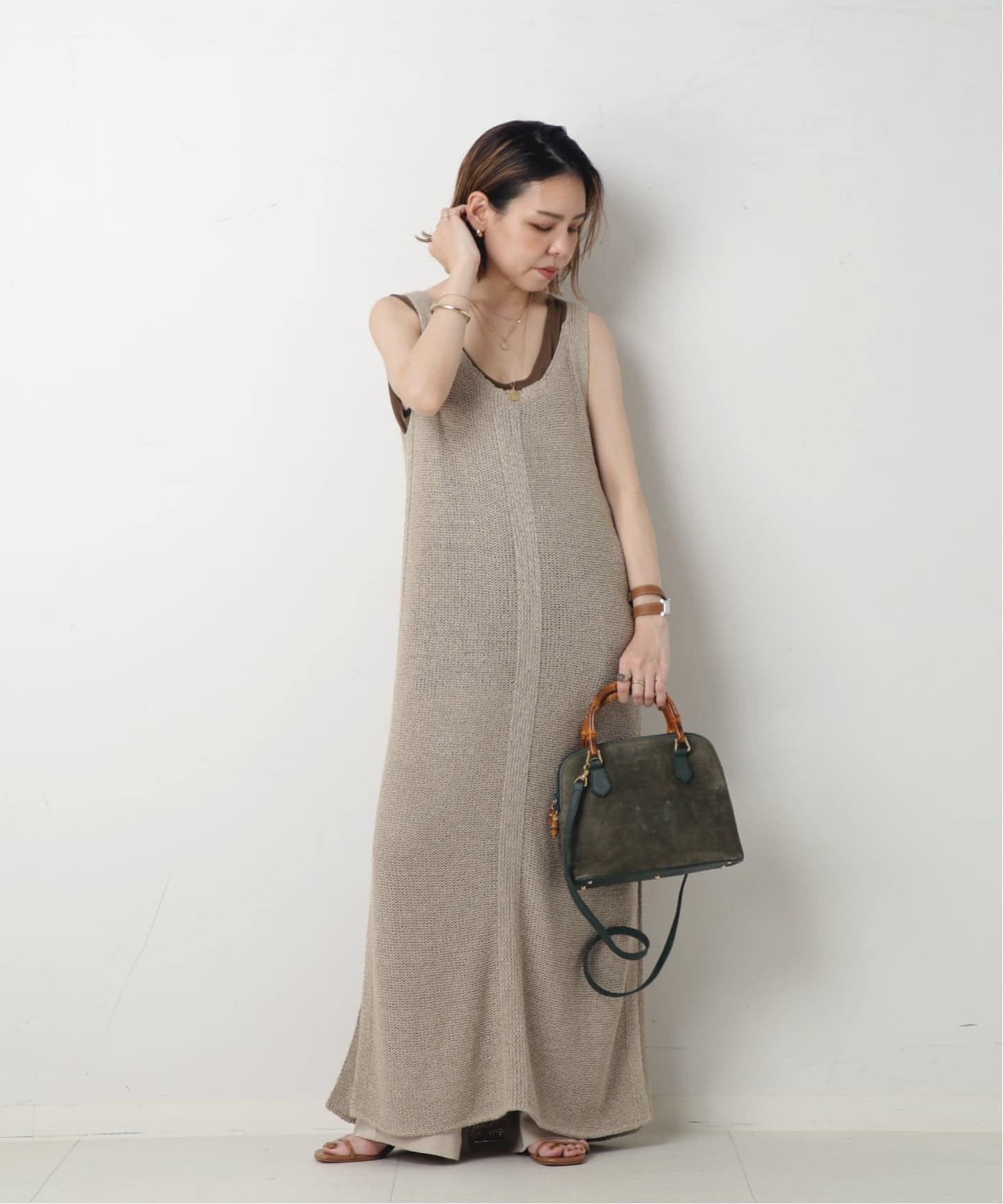 VINTAGE GUCCI/グッチ】Bamboo ハンドバッグ 2way suede（ハンドバッグ