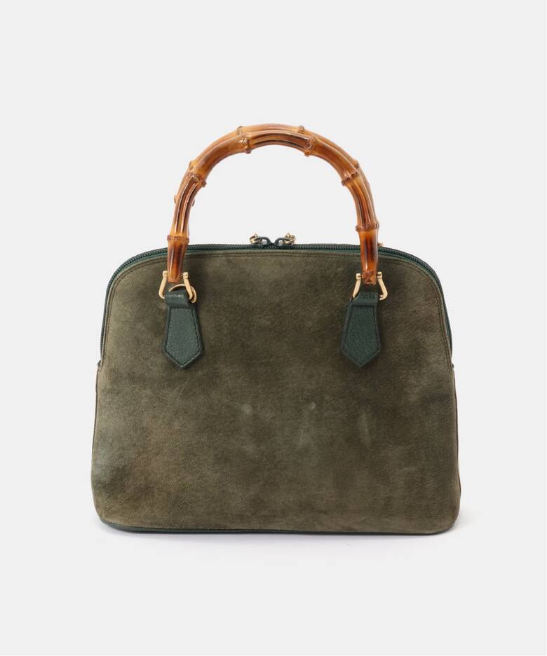 VINTAGE GUCCI/グッチ】Bamboo ハンドバッグ 2way suede（ハンドバッグ 