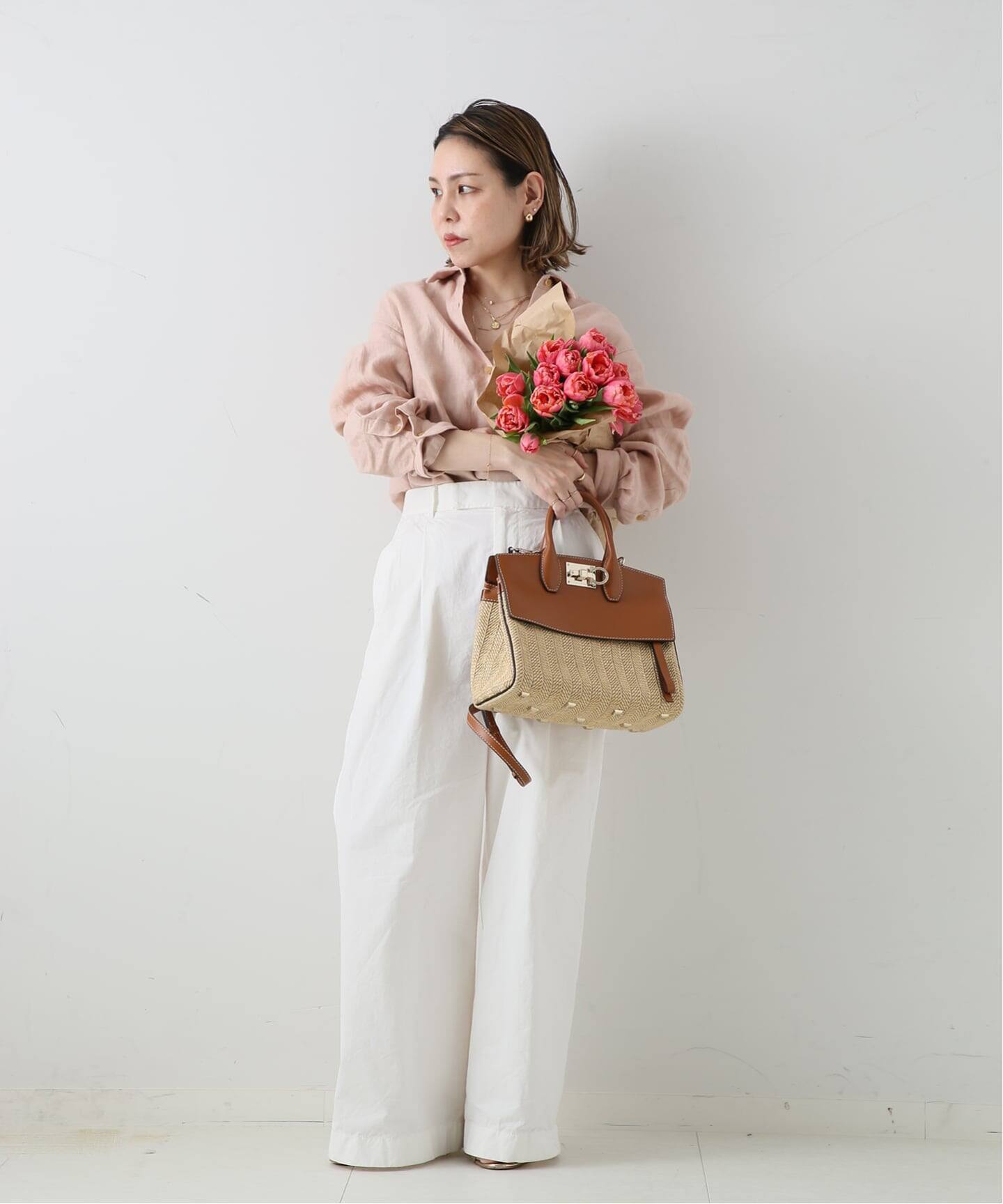 FERRAGAMO/フェラガモ】 Studio bag 2way raffia（ハンドバッグ