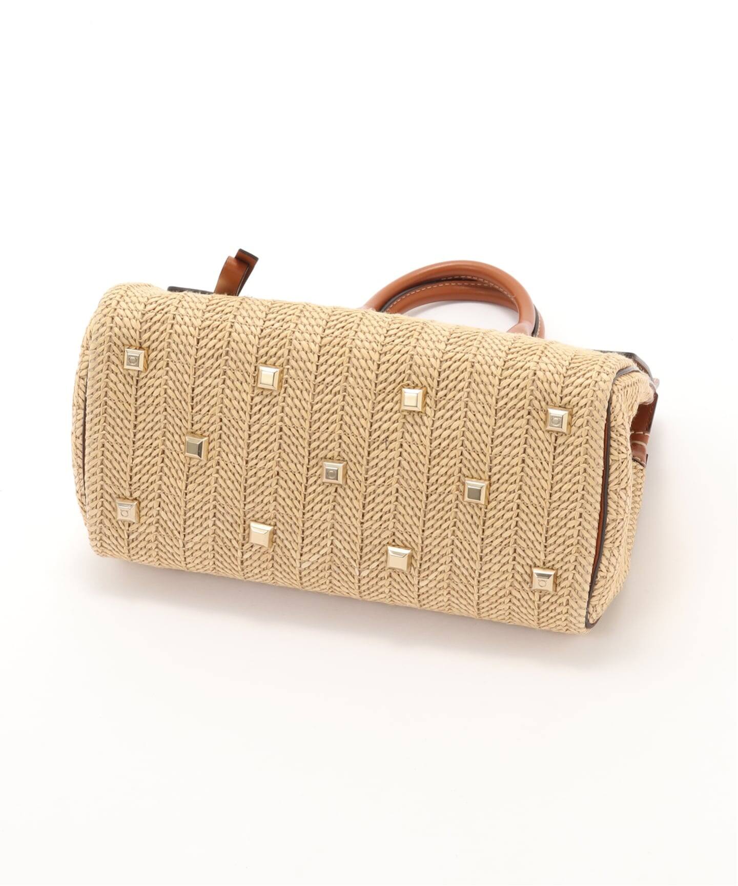 FERRAGAMO/フェラガモ】 Studio bag 2way raffia（ハンドバッグ