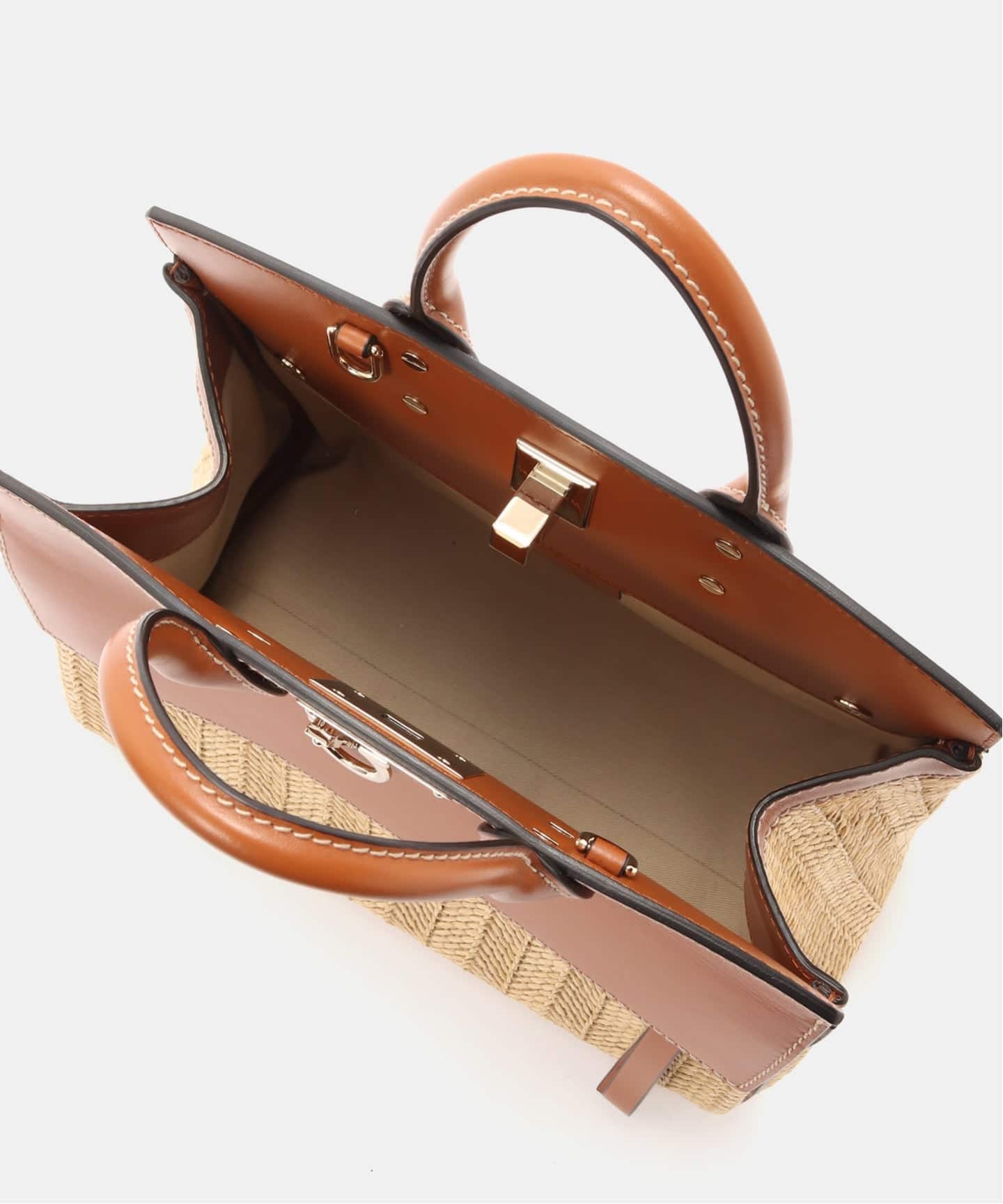 FERRAGAMO/フェラガモ】 Studio bag 2way raffia（ハンドバッグ