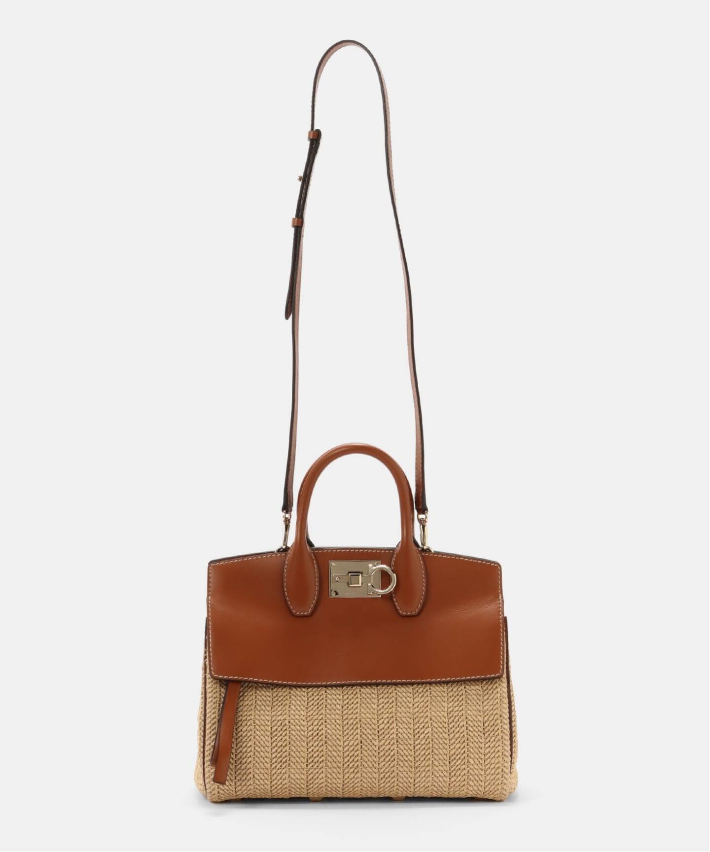 FERRAGAMO/フェラガモ】 Studio bag 2way raffia（ハンドバッグ 