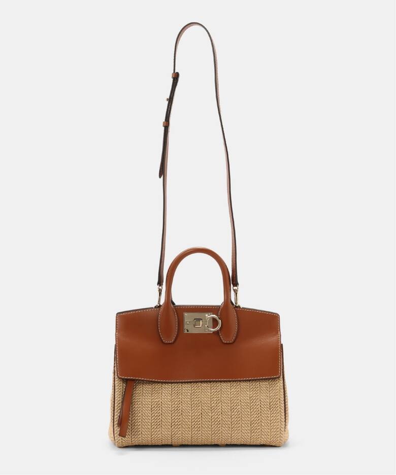 FERRAGAMO/フェラガモ】 Studio bag 2way raffia（ハンドバッグ 