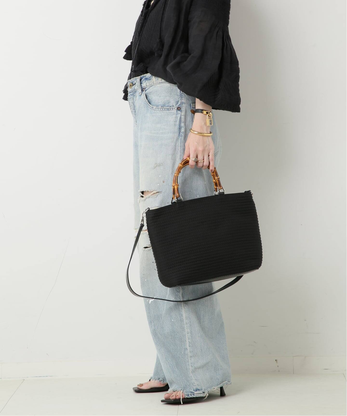VINTAGE GUCCI/グッチ】Bamboo ハンドバッグ 2way nylon（ハンドバッグ