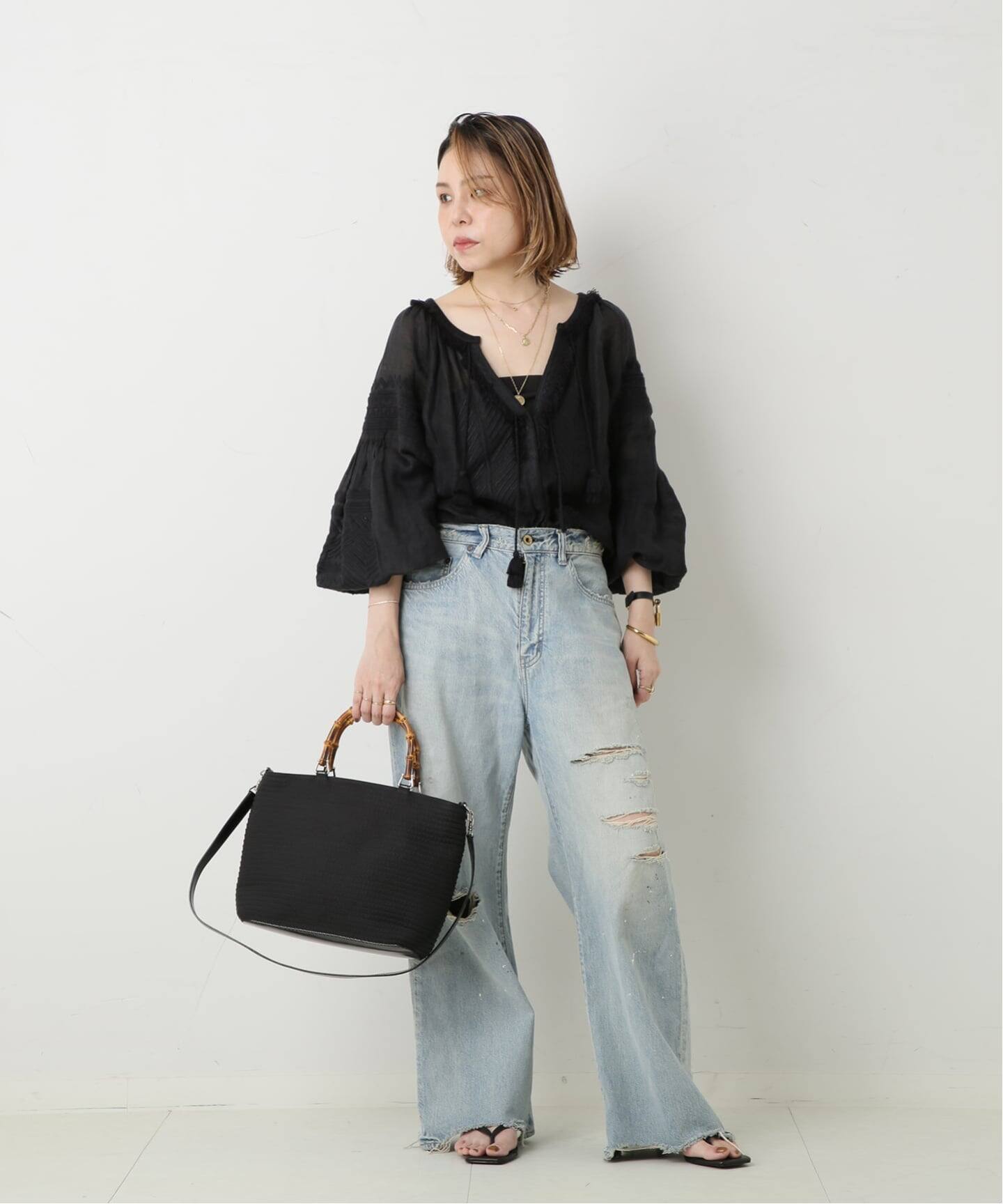 GUCCI ブラックバンブ ハンドバッグ　✨美品✨ヴィンテージ VINTAGE GUCCI/グッチ】Bamboo ハンドバッグ 2way nylon（ハンドバッグ