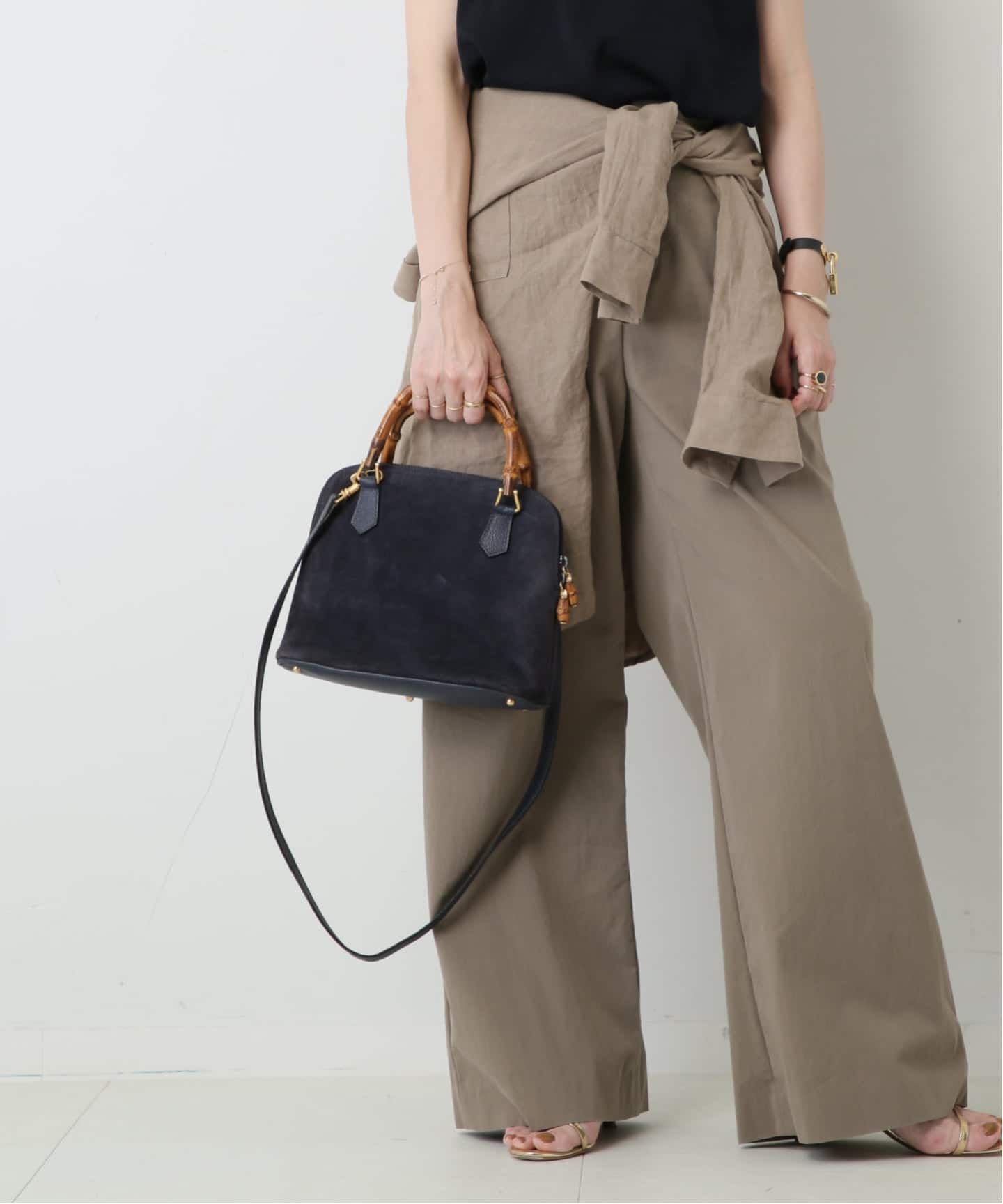 VINTAGE GUCCI/グッチ】Bamboo ハンドバッグ 2way suede（ハンドバッグ