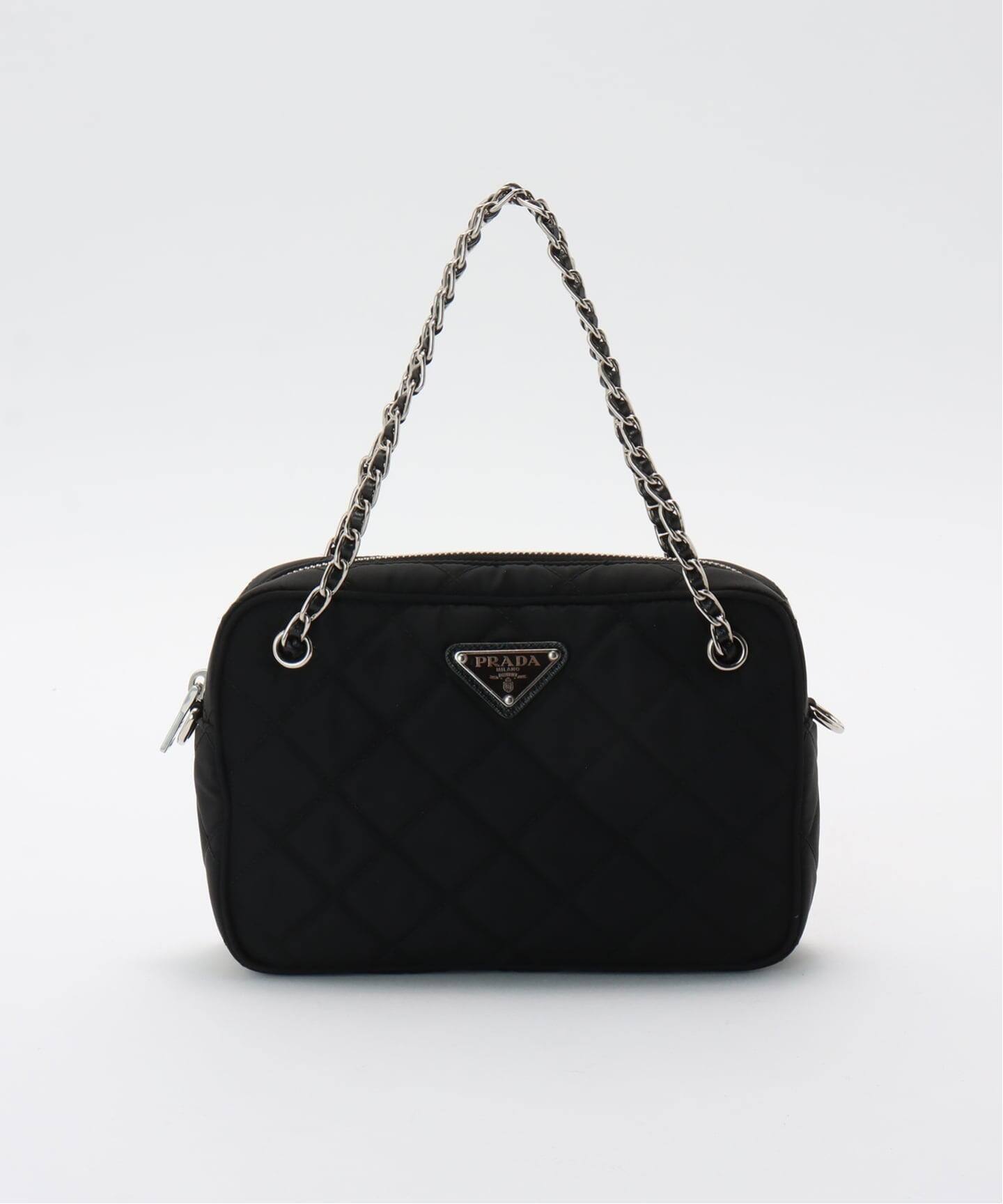 咲村宇音☆PRADA ☆ナイロン☆ハンドバッグ PRADA◇ハンドバッグ/ナイロン/BLK/無地