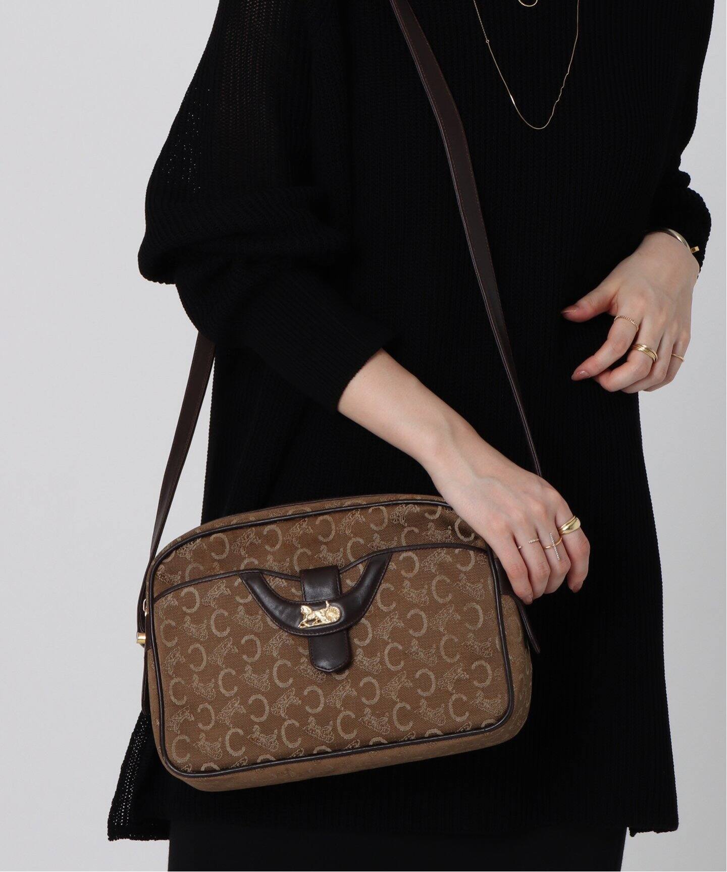 VINTAGE CELINE/セリーヌ】Cマカダム ショルダーバッグ（ショルダー  