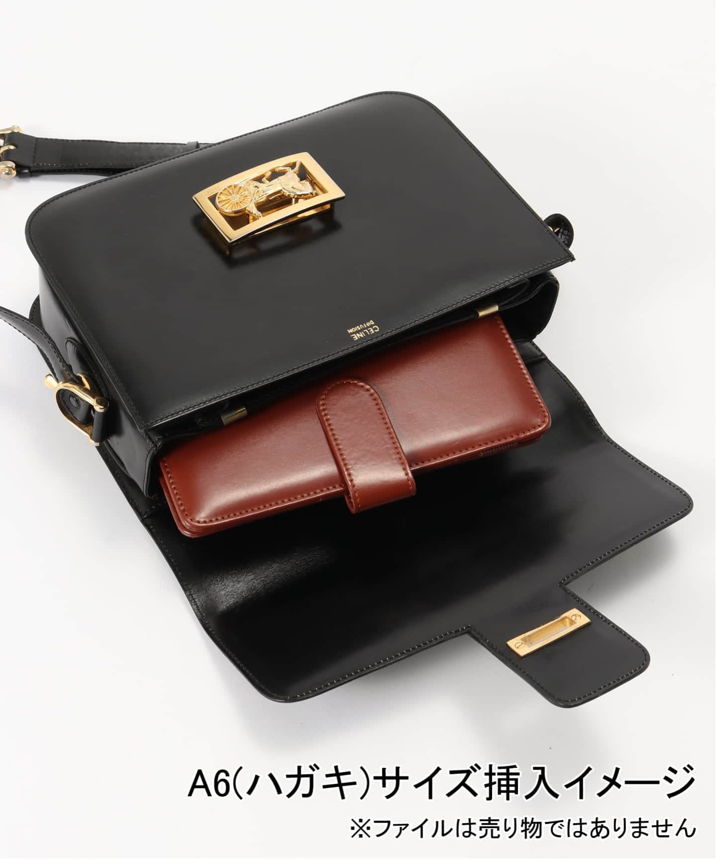 美品！Vintage CELINE ヴィンテージセリーヌ　バッグ購入証明書付き CELINE Logo Gancini Leather Box Shoulder bag Camel Vintage Old