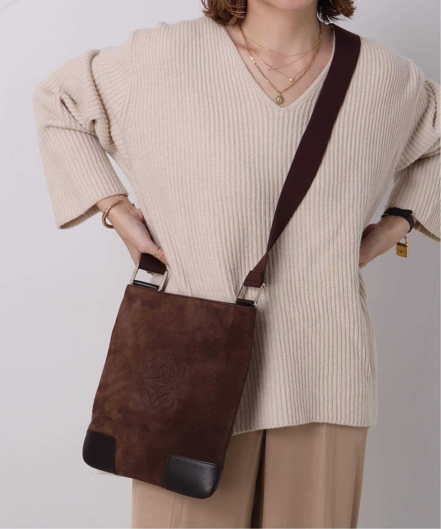 VINTAGE LOEWE/ロエベ】ショルダーバッグ anagram suede（ショルダー