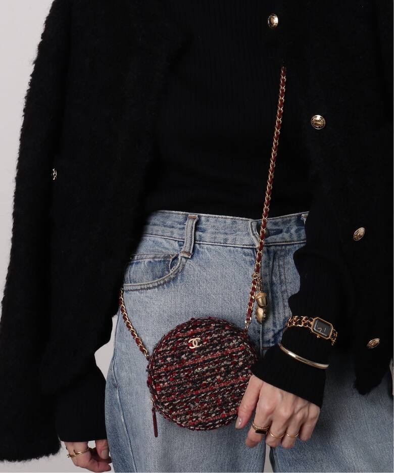 CHANEL/シャネル】ラウンド ミニショルダーバッグ tweed（ショルダー 