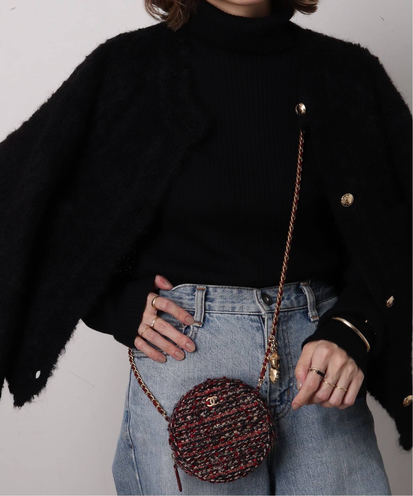CHANEL/シャネル】ラウンド ミニショルダーバッグ tweed（ショルダー