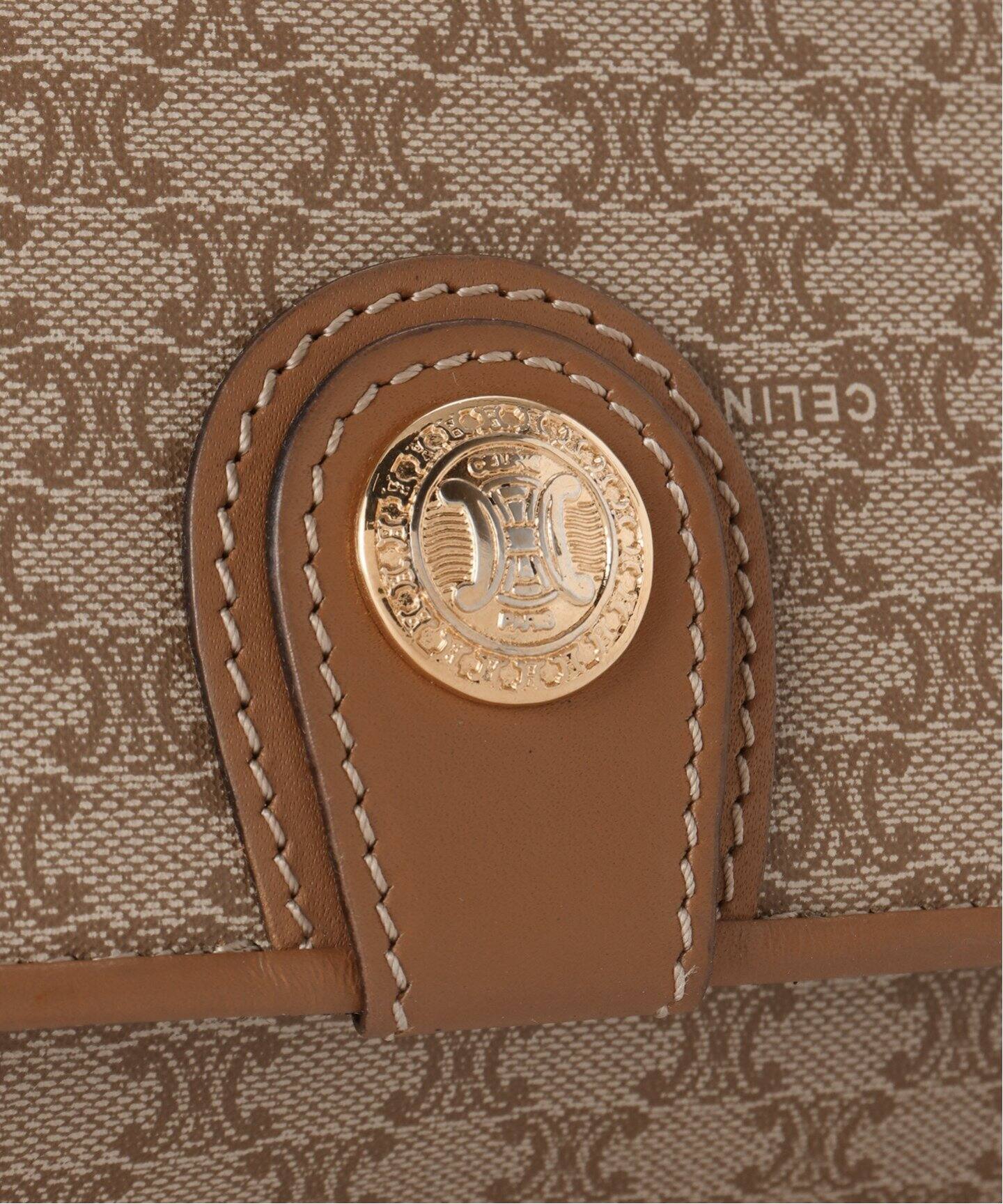 セリーヌ　ダークブラウン ショルダーバッグ ロゴパターン CELINEロゴパターン ブラウン ショルダーバッグ