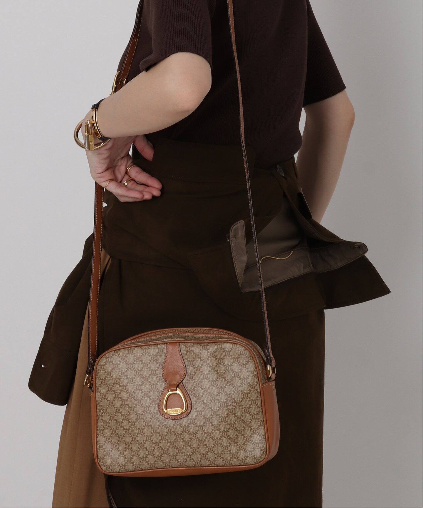 VINTAGE CELINE/セリーヌ】マカダム ショルダーバッグ（ショルダー 