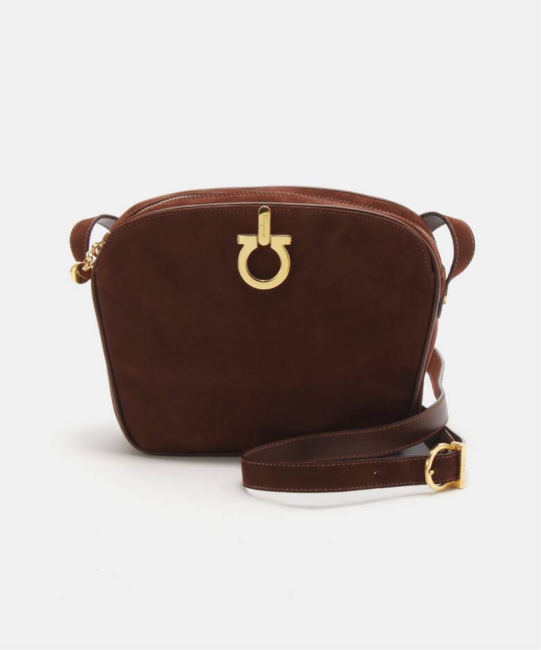 VINTAGE FERRAGAMO/フェラガモ】 Gancini ショルダーバッグ suede  