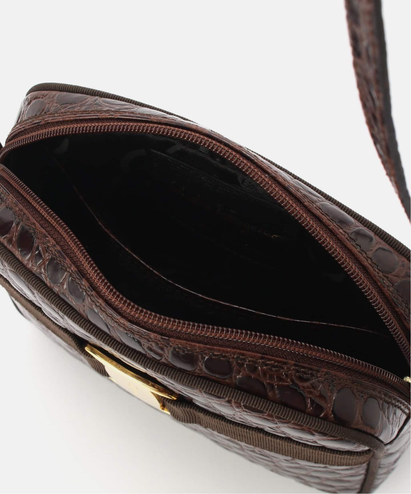 フェラガモ ヴァラ レザー ショルダーバッグ ブラウン ヴィンテージ VINTAGE FERRAGAMO/フェラガモ】Vara ショルダーバッグ（ショルダー