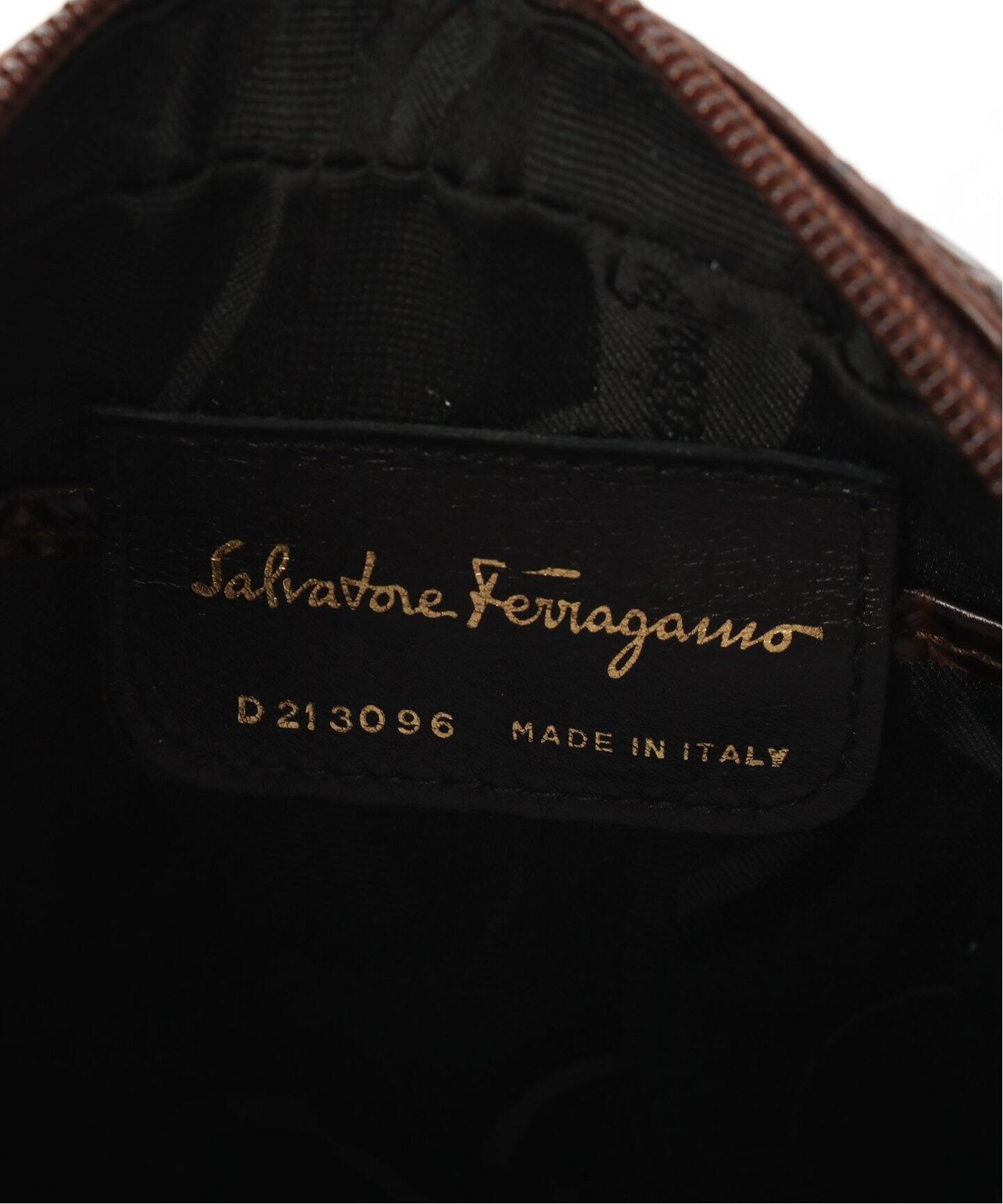 フェラガモ レザーショルダーバッグ 黒 D213096 VINTAGE FERRAGAMO 